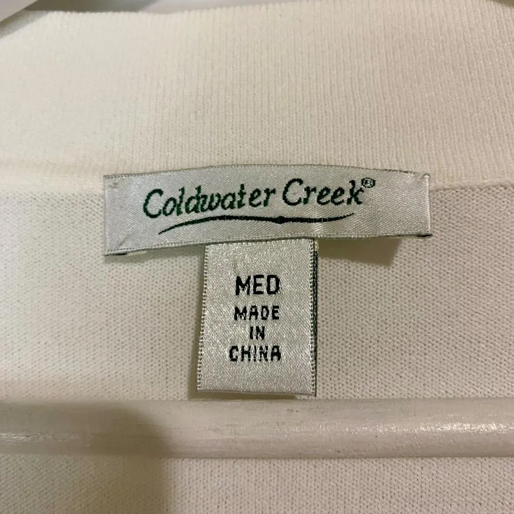 Coldwater Creek Women’s Half Sleeve Button Cardigan Top White Size Medium EUC - Image 3
