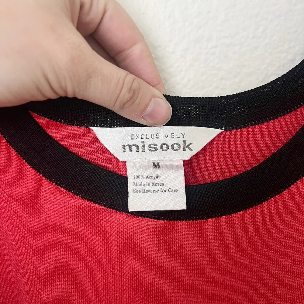 [Exclusively Misook] Red Black Piped Thick Strap Scoop Neck Shell Tank Sz Medium - Image 9