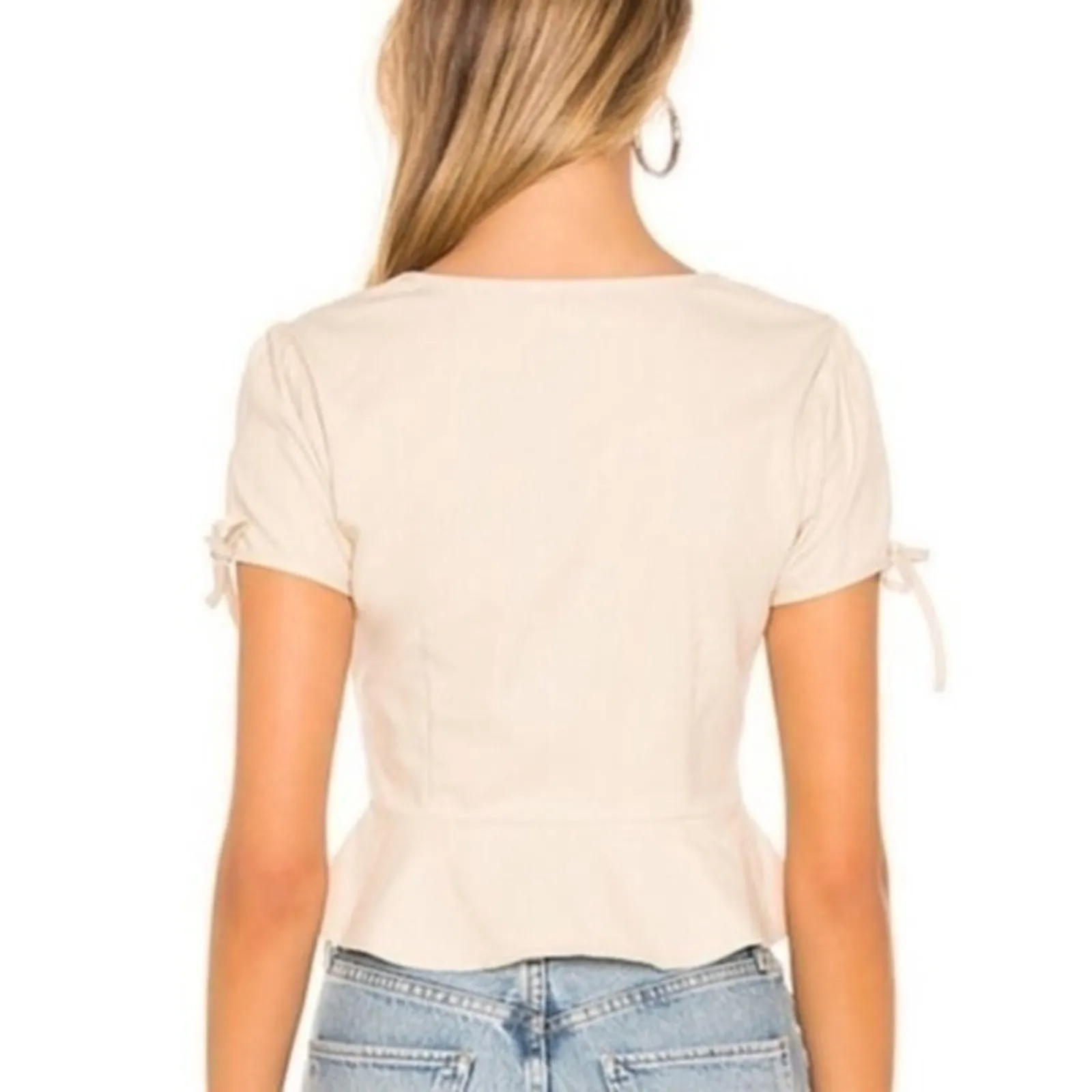 superdown x REVOLVE Alana Button Front Top Toast beige peplum size S - Image 2