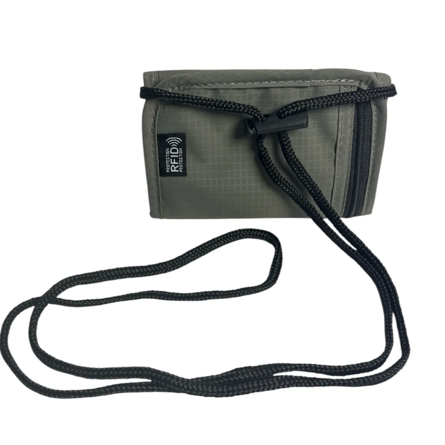 None Gray RFID Neck Wallet Passport Holder - Image 2