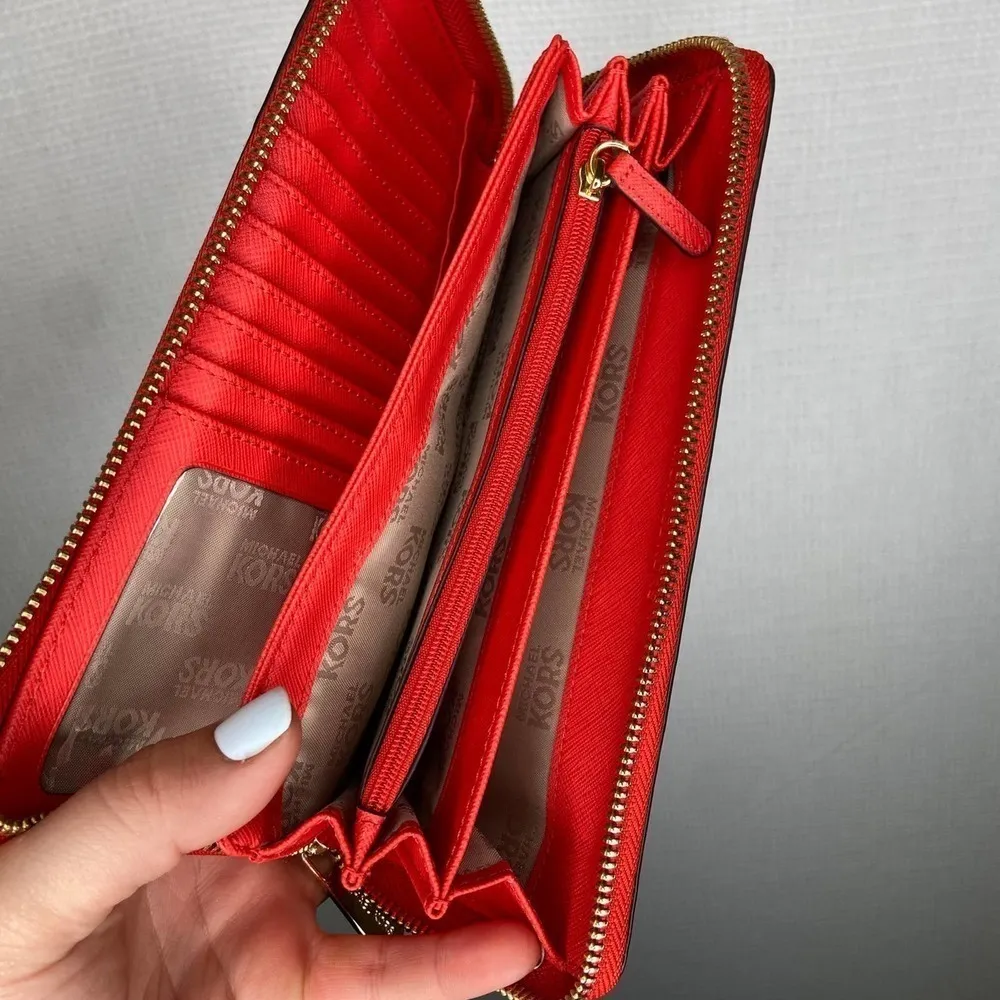 Michael‎ Kors | Red Wrislet Wallet Large Storage Gold - Image 4