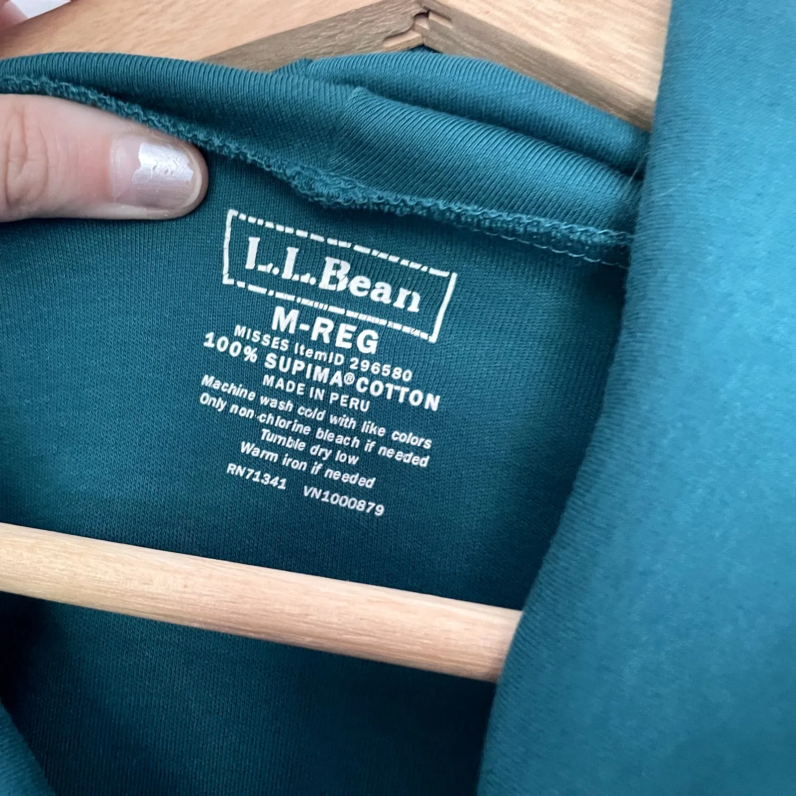 L.L.Bean turquoise green turtleneck sweater women's size M top casual cotton - Image 3