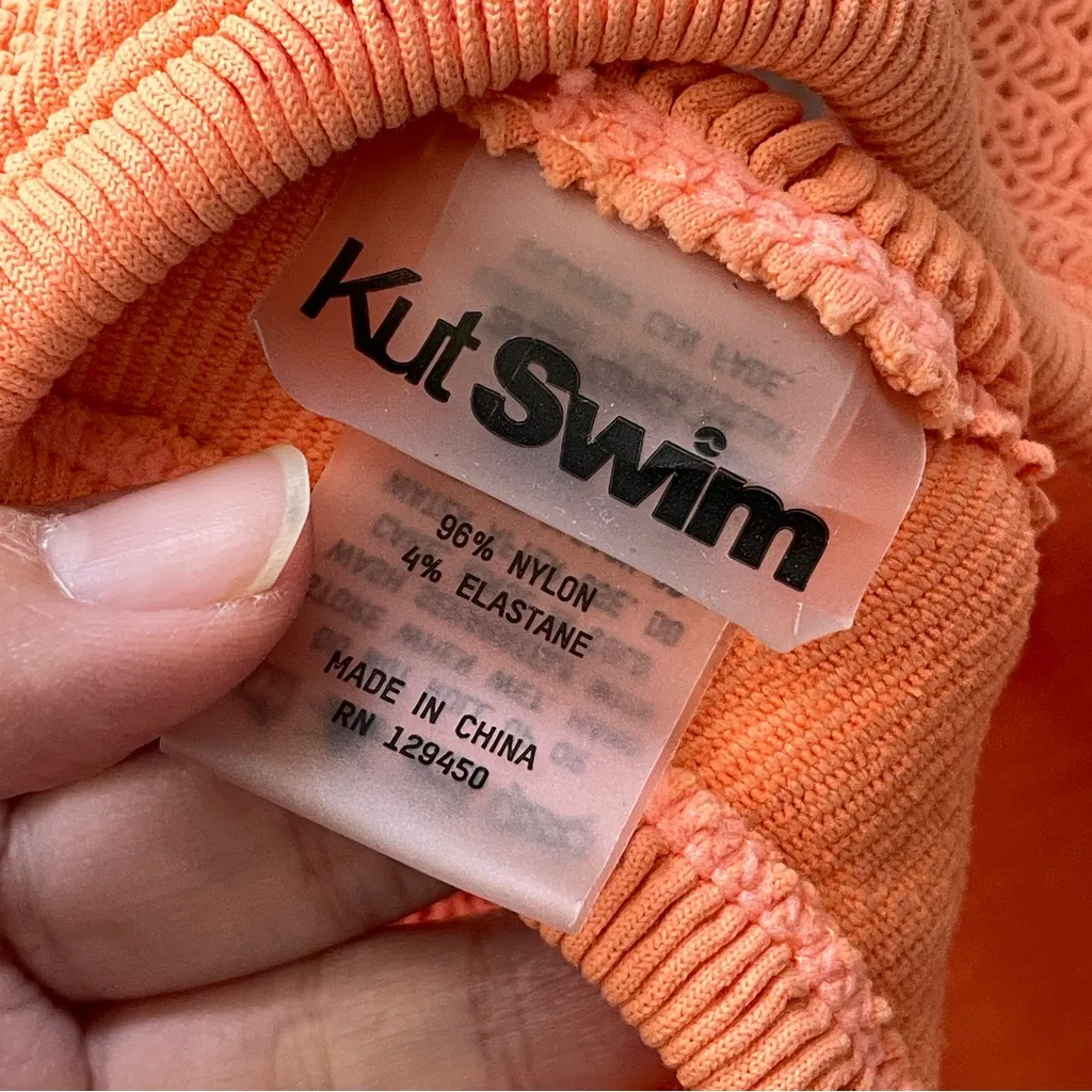 KutSwim Bikini Top scrunch stretch womens Orange (large xlarge) swim bright neon - Image 3