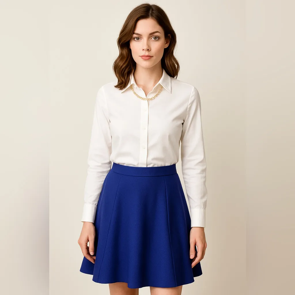 NWT Rebecca Taylor Ribbed Knit Skirt High Waist Full Circle Skater M Cobalt Blue - Image 3