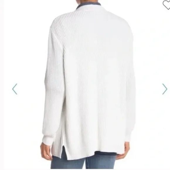 Madewell White Nolan Ribbed Open Front Cardigan Size Medium - Image 3