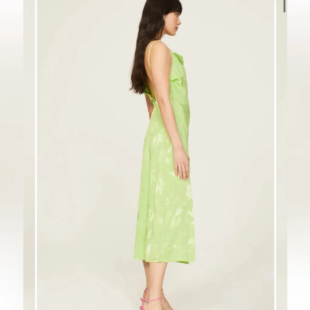 For Love & Lemons Ilana Midi Satin Slip Dress $239 NWT Size XS in Green Revolve - Image 3