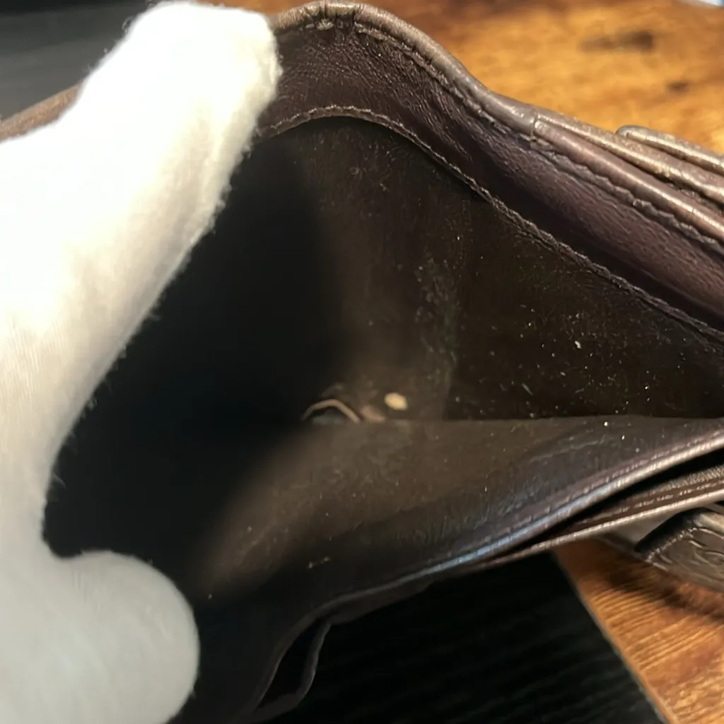 Gucci Guccissima W Hook Leather Wallet 112664 GG Embossed Brown × Gold - Image 6