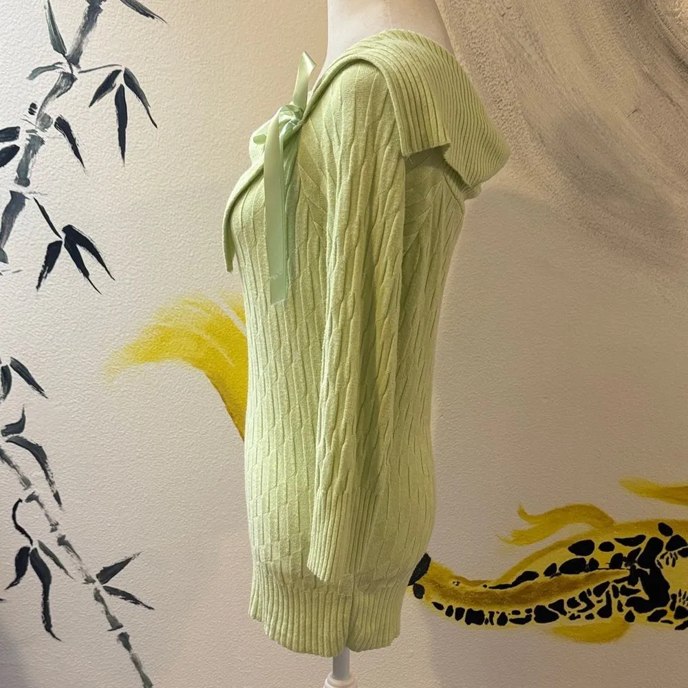 Green Off-Shoulder Women's Sweater - Image 2