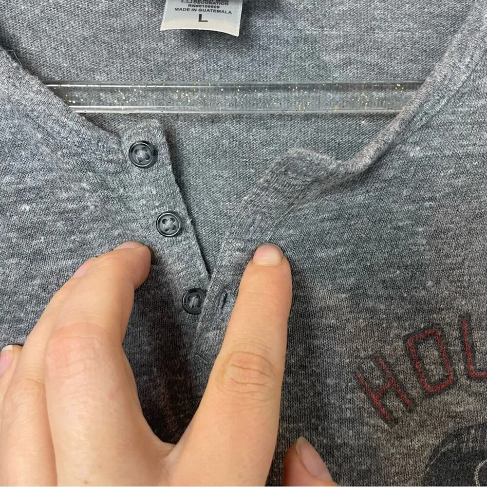 JUNK FOOD Vintage Feel Houston Texans Gray Henley Shirt Size L - Image 3