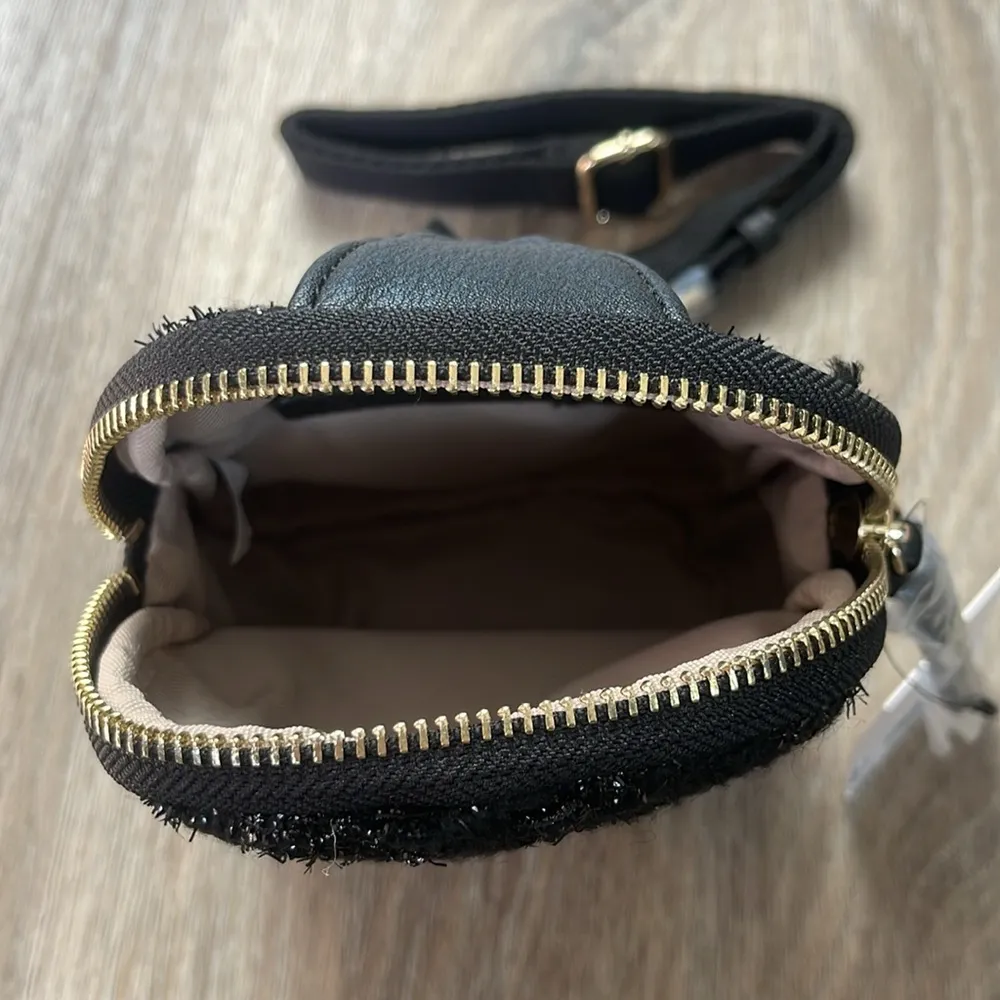 Lauren Conrad Black Tweed Textured Sling Crossbody/Mini Backpack - Image 6