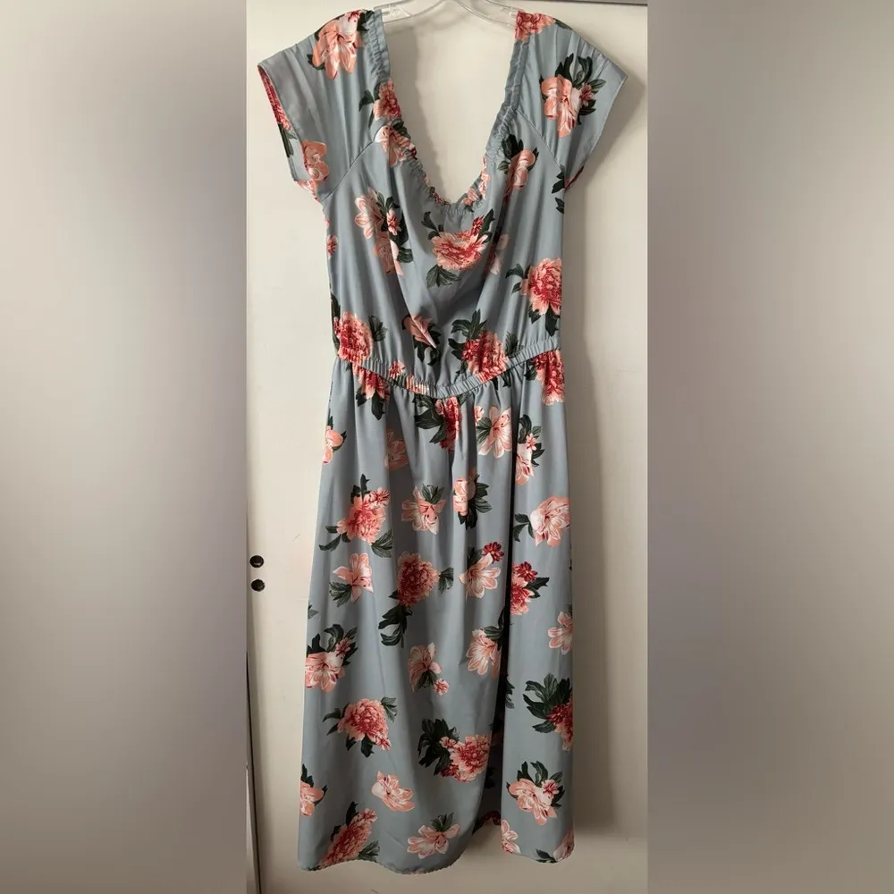 Pink Floral & blue Skort Short sleeve Dress XL - Image 5