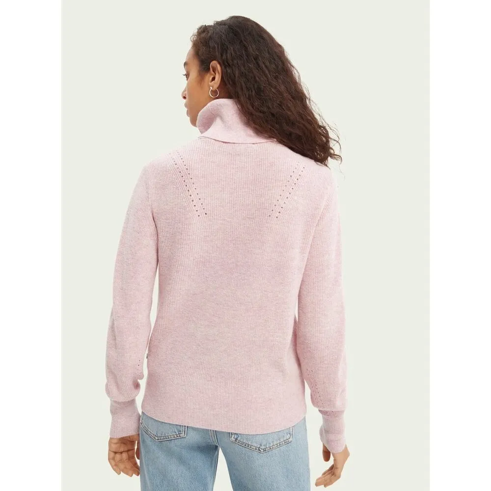 Scotch & Soda Pink Long Sleeve Turtleneck Wool Blend Pullover Sweater Size M - Image 3