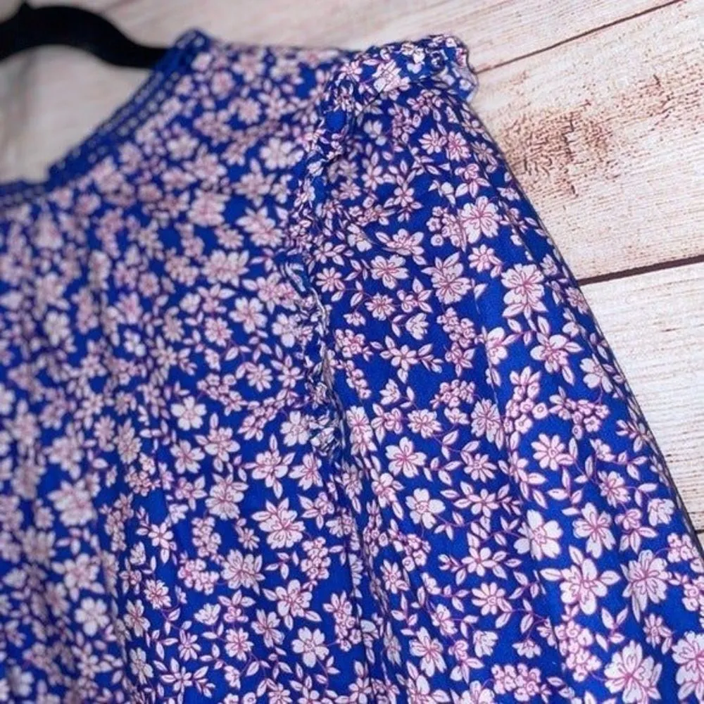 J. Crew Ruffled Floral Blouse, size medium long sleeve floral print crochet top. - Image 8