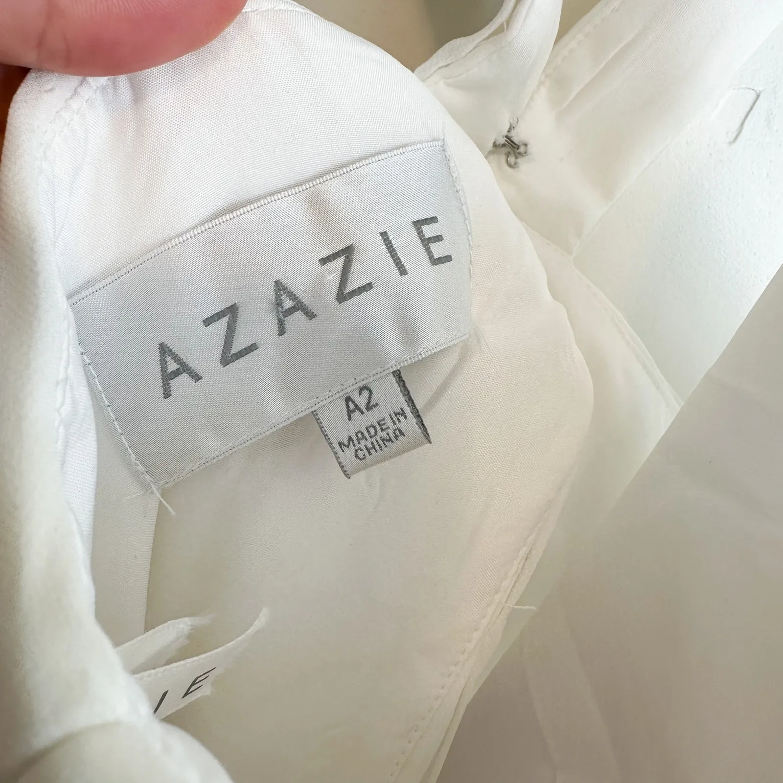 Azazie | White Halter Button Crossback‎ Slit Floor Length Dress Gown size A2 - Image 7