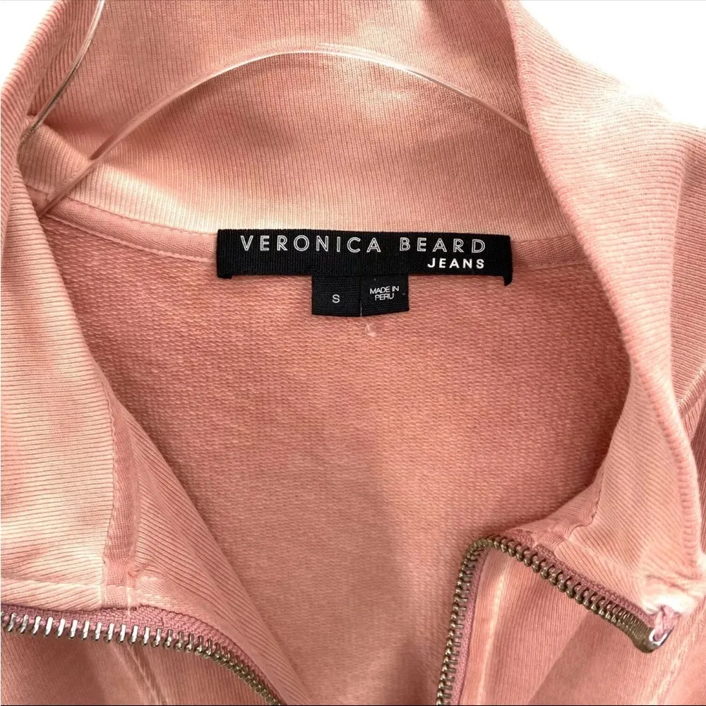 Veronica Beard Jeans Dylan Sweatshirt Rosewood Pink Quarter Zip Sweater SZ S - Image 8