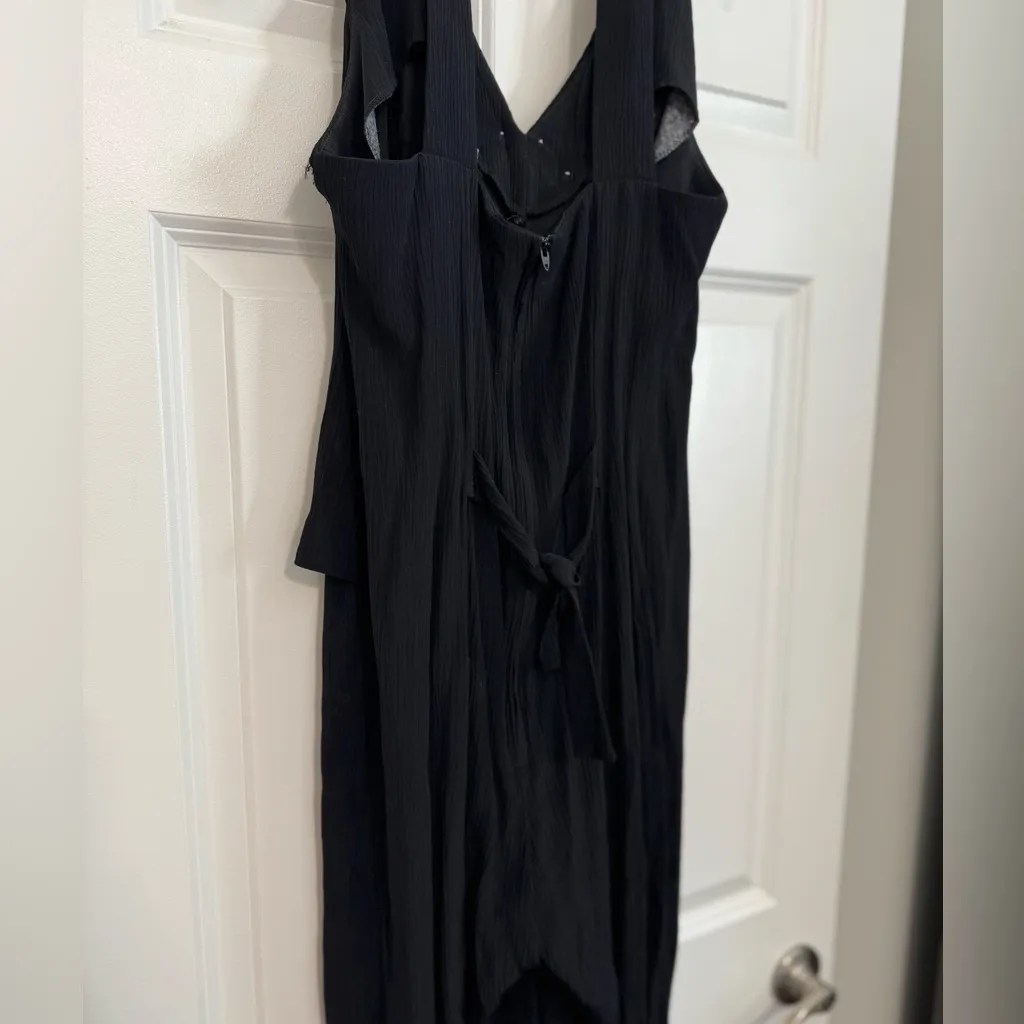 80s Vintage Scarlett Black One Piece Sleeveless Strappy Back Halter Jumpsuit 5/6 - Image 4