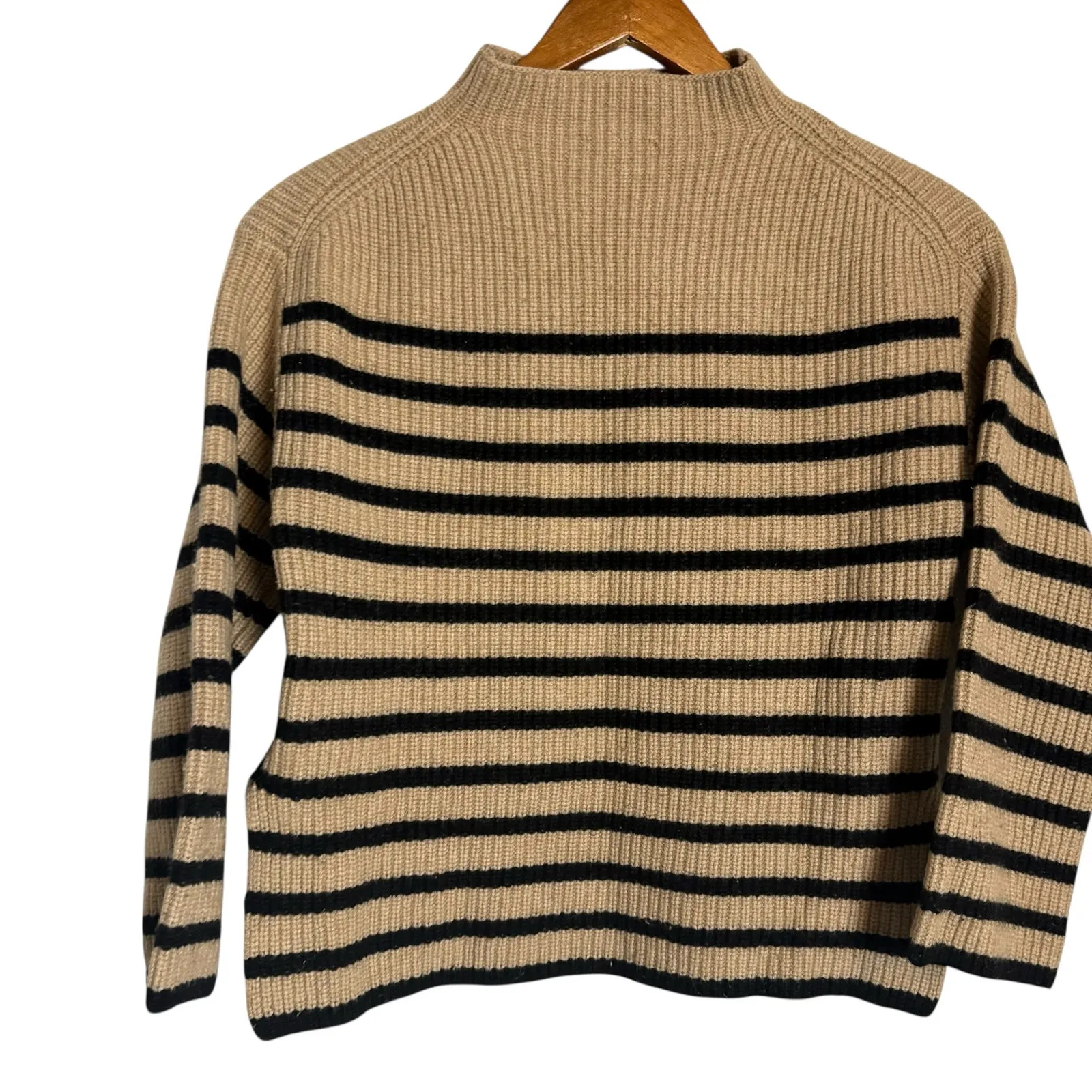 Rails Claudia Tan Funnel Neck Black Striped Knit Wool Cashmere Blend Sweater XS - Image 7