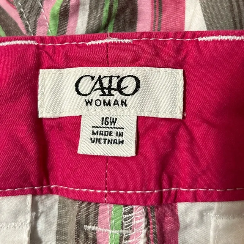 Cato Woman Pink Brown Green‎ Bermuda Shorts Side Pockets Size 16W - Image 3