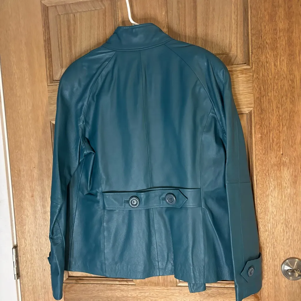 Vintage Bradley Bayou boho Blue Leather Jacket Size‎ M Size M - Image 5