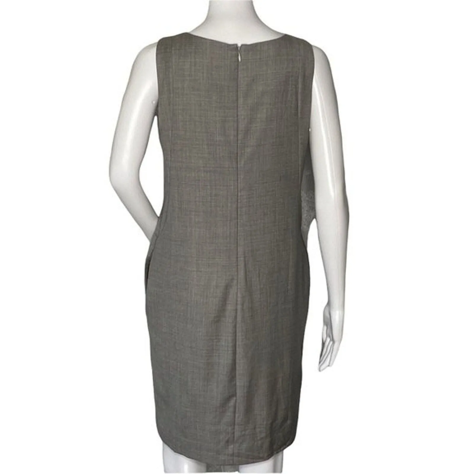 J. Crew Dress Womens 2 Gray‎ Super 120s Sheath Wool Ruffle Trim Preppy Office - Image 3