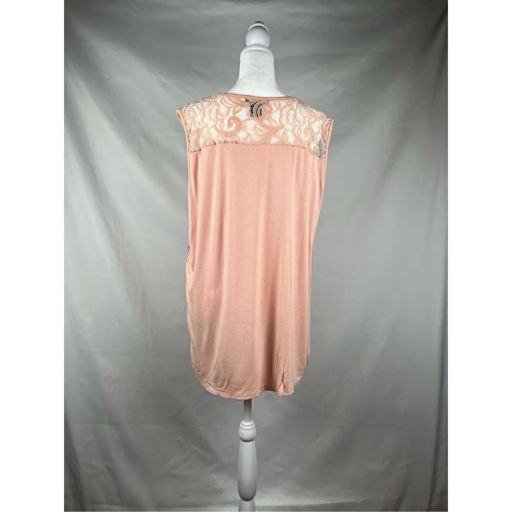 Adrianna Papell Women’s Pink Lace Overlay Career Tank Top XXL - Image 3