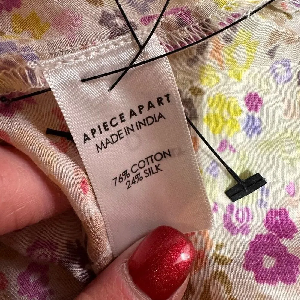 APiece Apart  Everlasting Floral Top Slipper Size 0 XS‎ Pink Feminine Romantic - Image 7