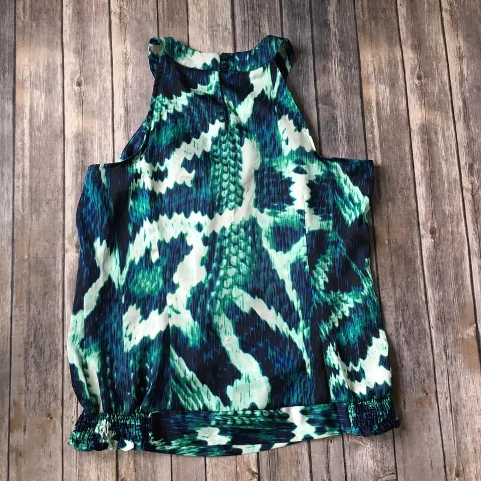 Worthington Halter Top Women L 12 14 Ruffle High Neck Y2K Office Party‎ Bold - Image 4