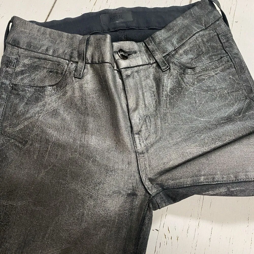 Koral Denim Stretch Gray Wash Skinny Jeans Mid Rise Sz 25 Fitted Gunmetal - Image 15