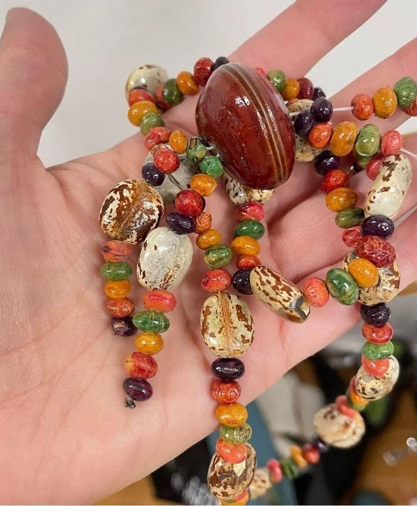 Plastic Bead Multicolor Long Strand Boho Necklace Brown - Image 8