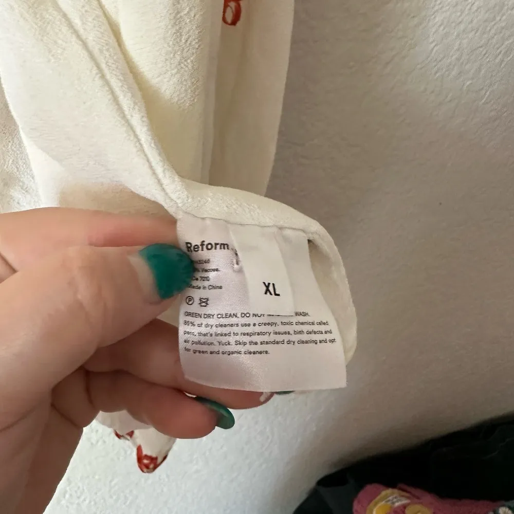 Reformation Floral V-Neck Lucky Wrap Mini Dress White Red Size XL - Image 10