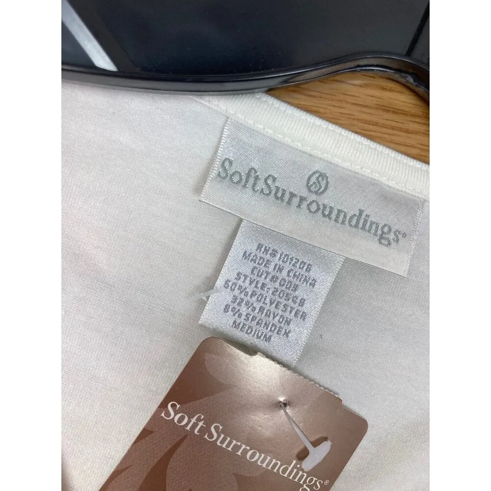 New Soft Surroundings Wrap Top W/Belt Womens M Ivory Long Sleeve Casual Shirt - Image 4