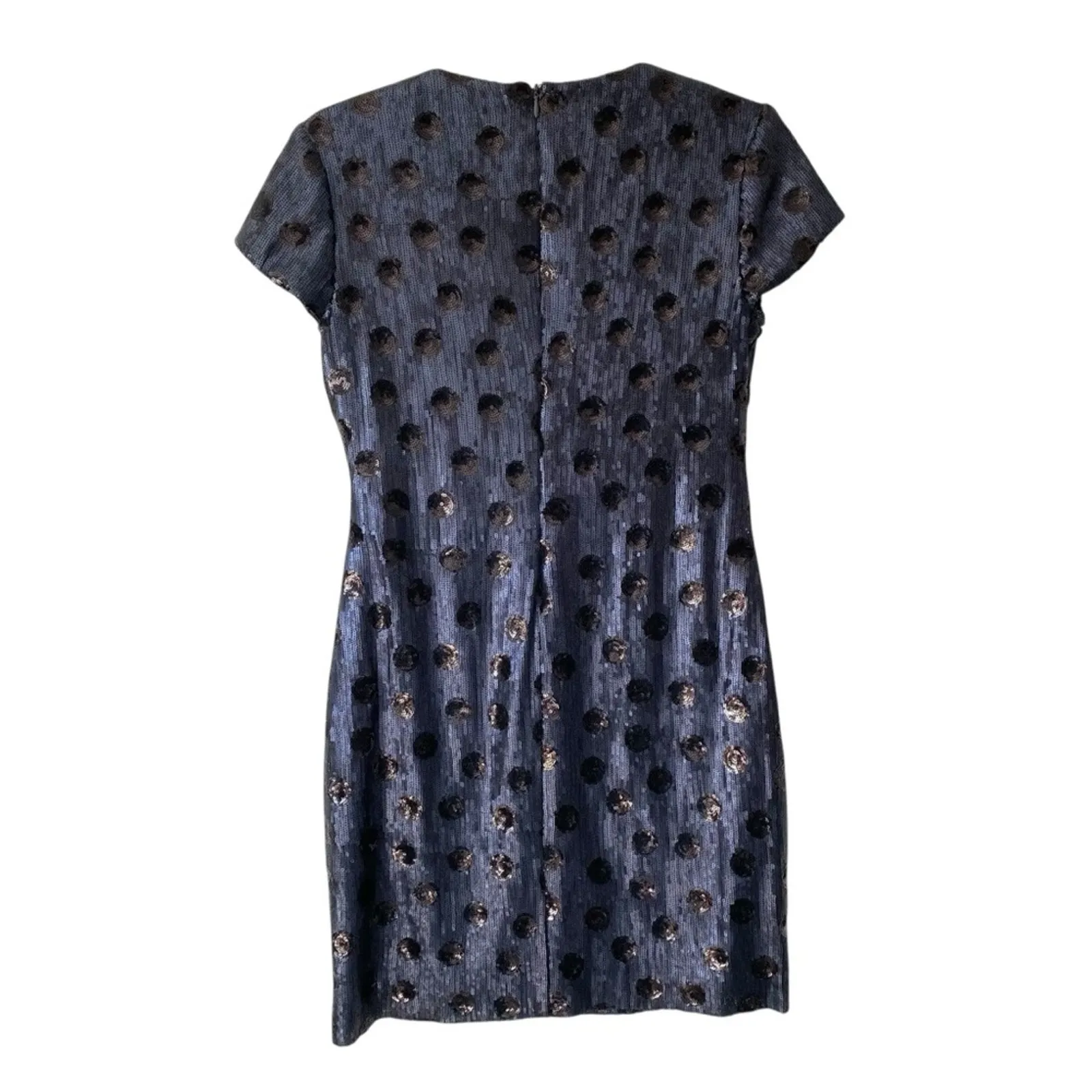 Lauren Ralph Lauren Carona Sequin Polka Dot Navy Blue Black Dress size 8P - Image 7