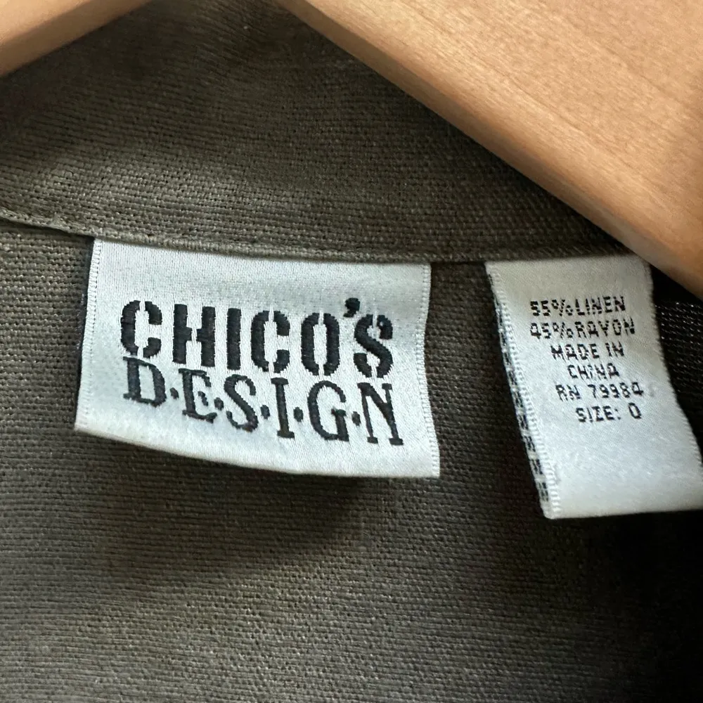 Chicos green linen chore coat size small / Chicos size 0 - Image 2