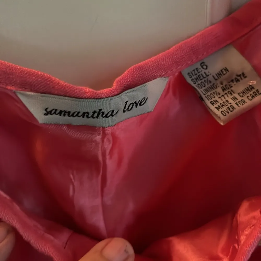 Samantha Love linen pants in size 6. Cute summer print with cocktails on it. GUC Pink - Image 2