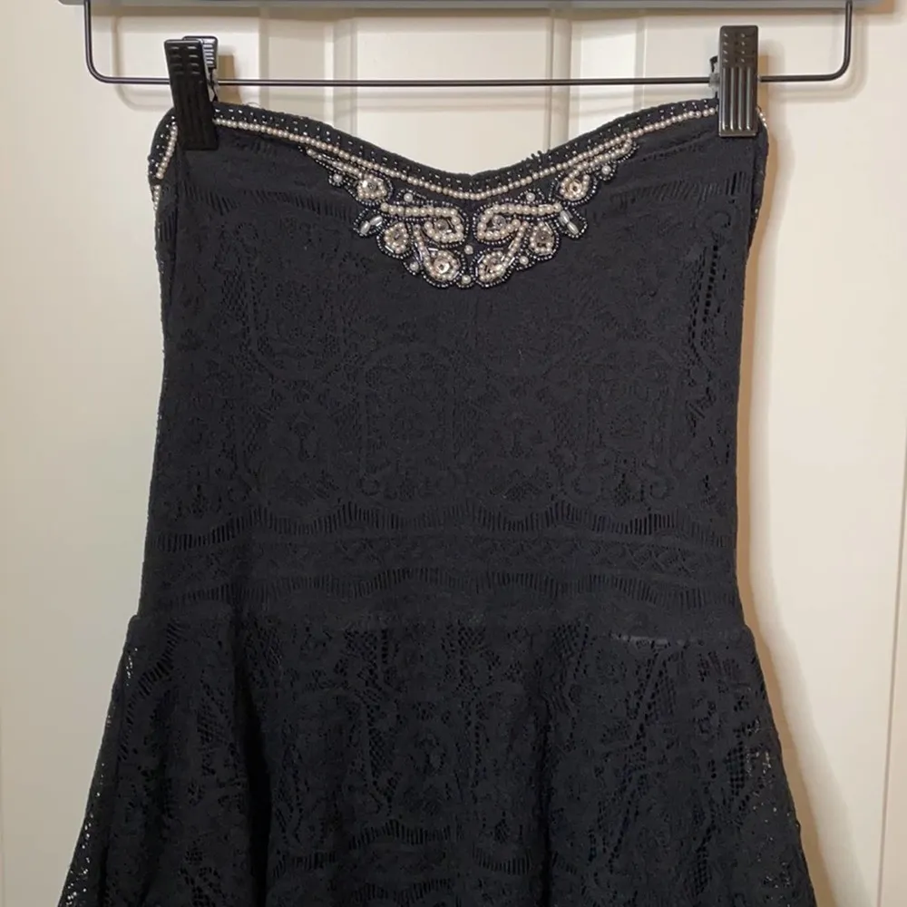 Free People FP black lace beaded embellished strapless top/dress Small - Image 4