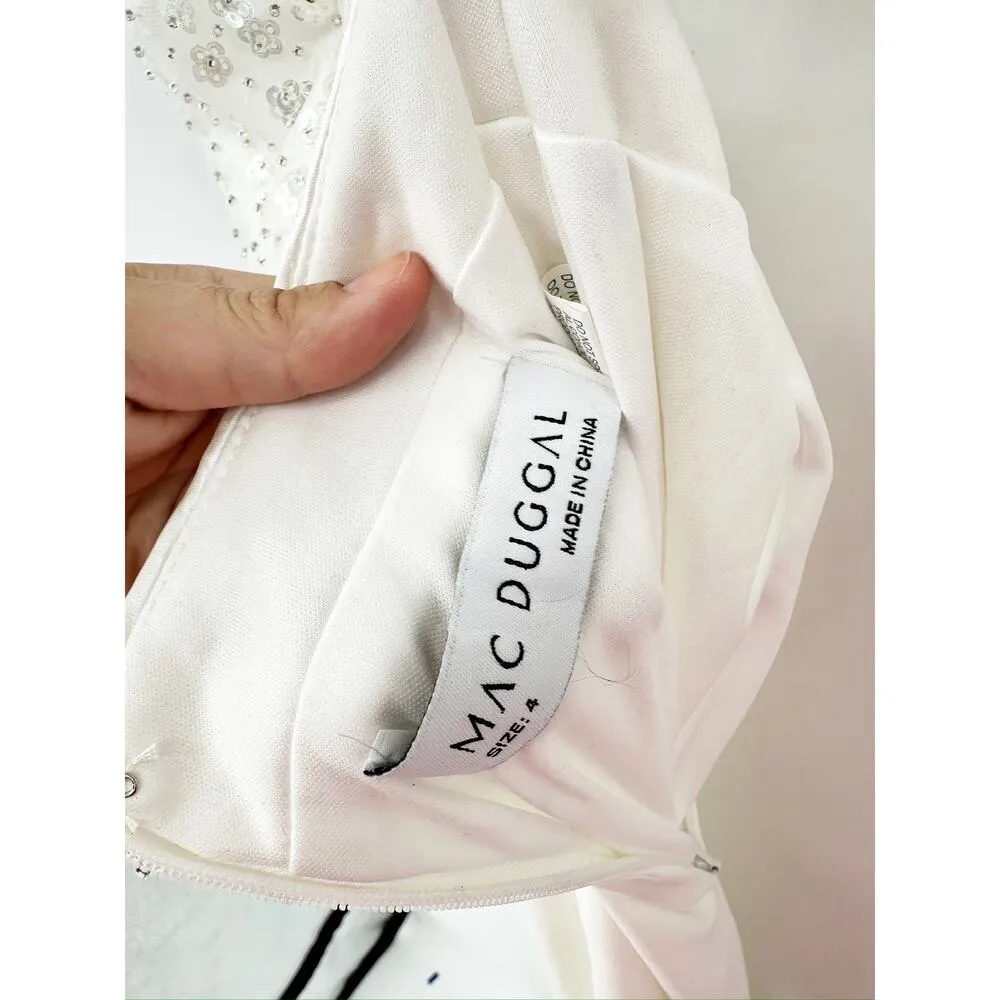 Mac Duggal 68166 White Floral Sequined Crisscross Bodice Gown Size 4 NWT - Image 6