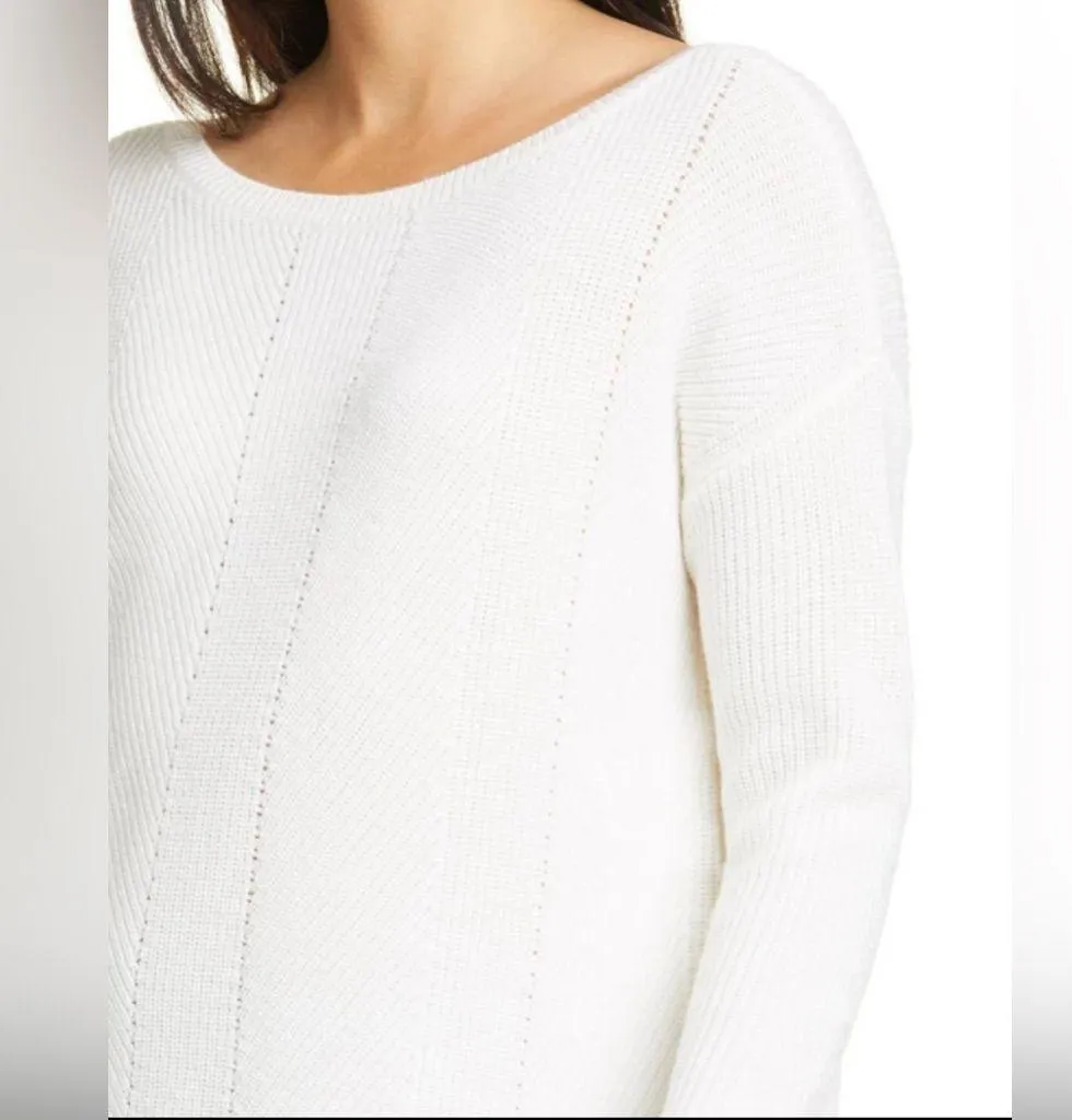 Eileen Fisher Bateau Neck Merino Wool Sweater in Cream EUC - Image 4