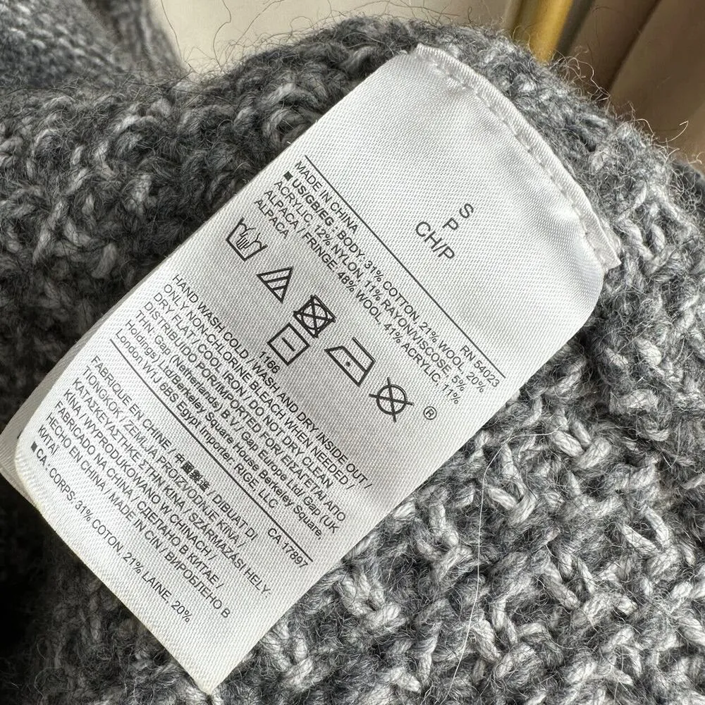 Banana Republic Cardigan Coat Italian Yarn Wool Boho Western Fringe Open Front S - Image 5