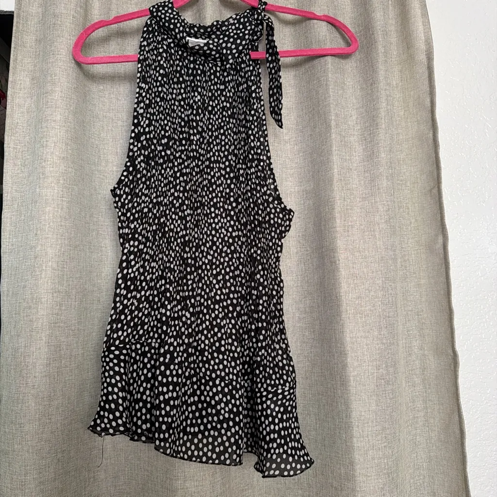 Allison Taylor Black and White Polka Dot Blouse size XL - Image 4