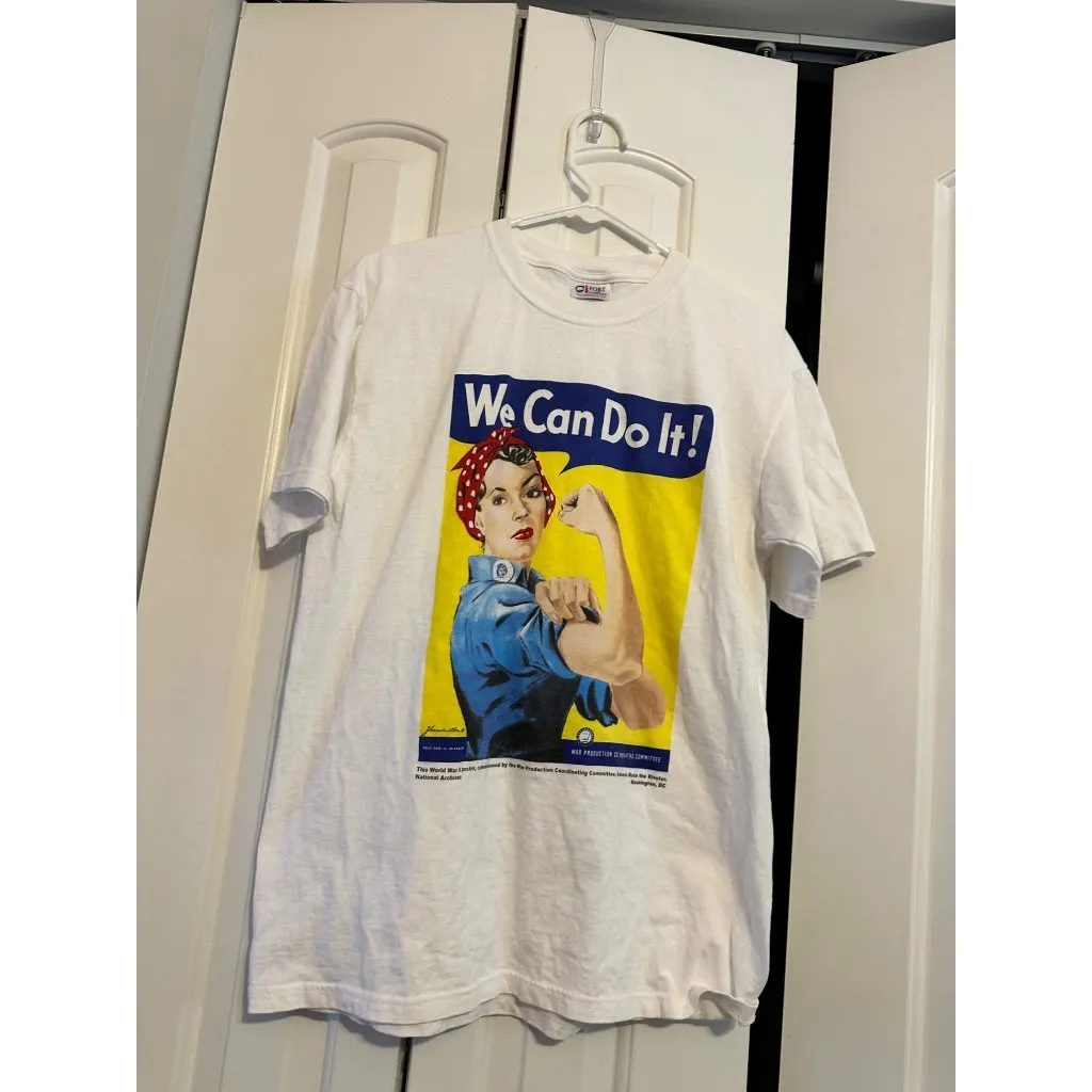 Rosie The Riveter "We Can Do It!" Graphic White‎ Tee Medium White - Image 2
