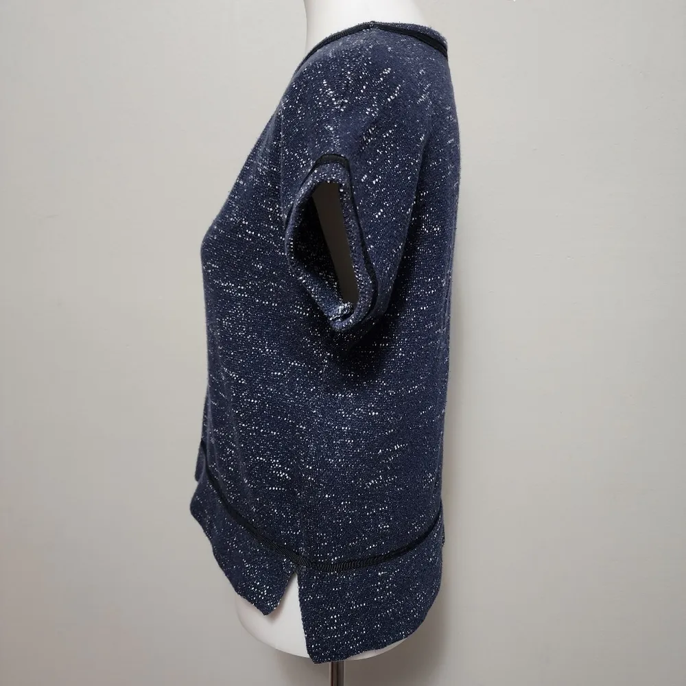 Madewell Nightsky Navy Marled Short Sleeve Sweatshirt Size Small - Image 4