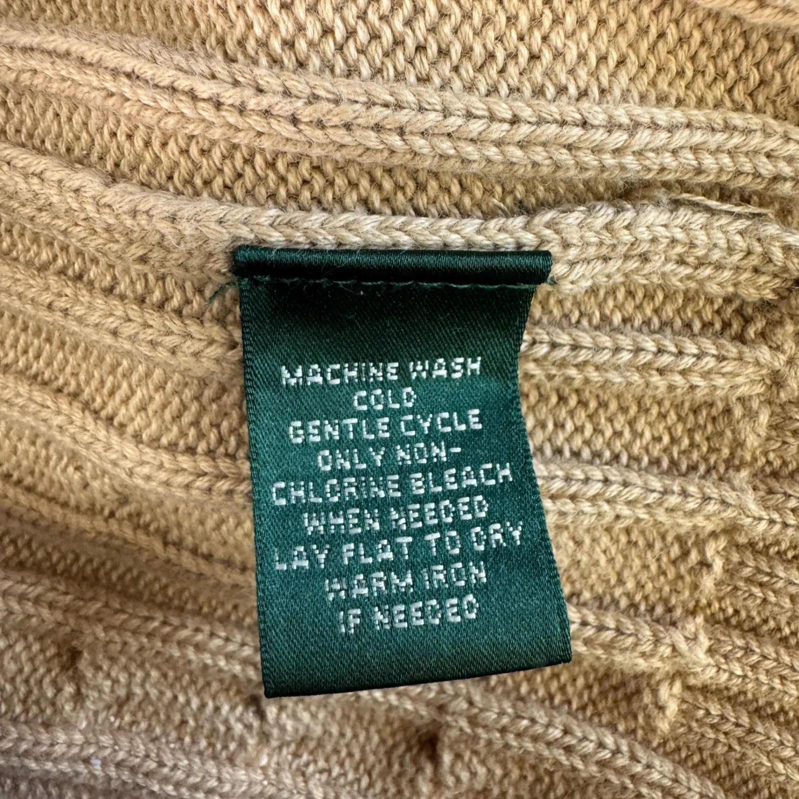 Ralph Lauren Womens Sz S Tan Cable Knit Cotton Full Zip Sweater Preppy Classic - Image 4