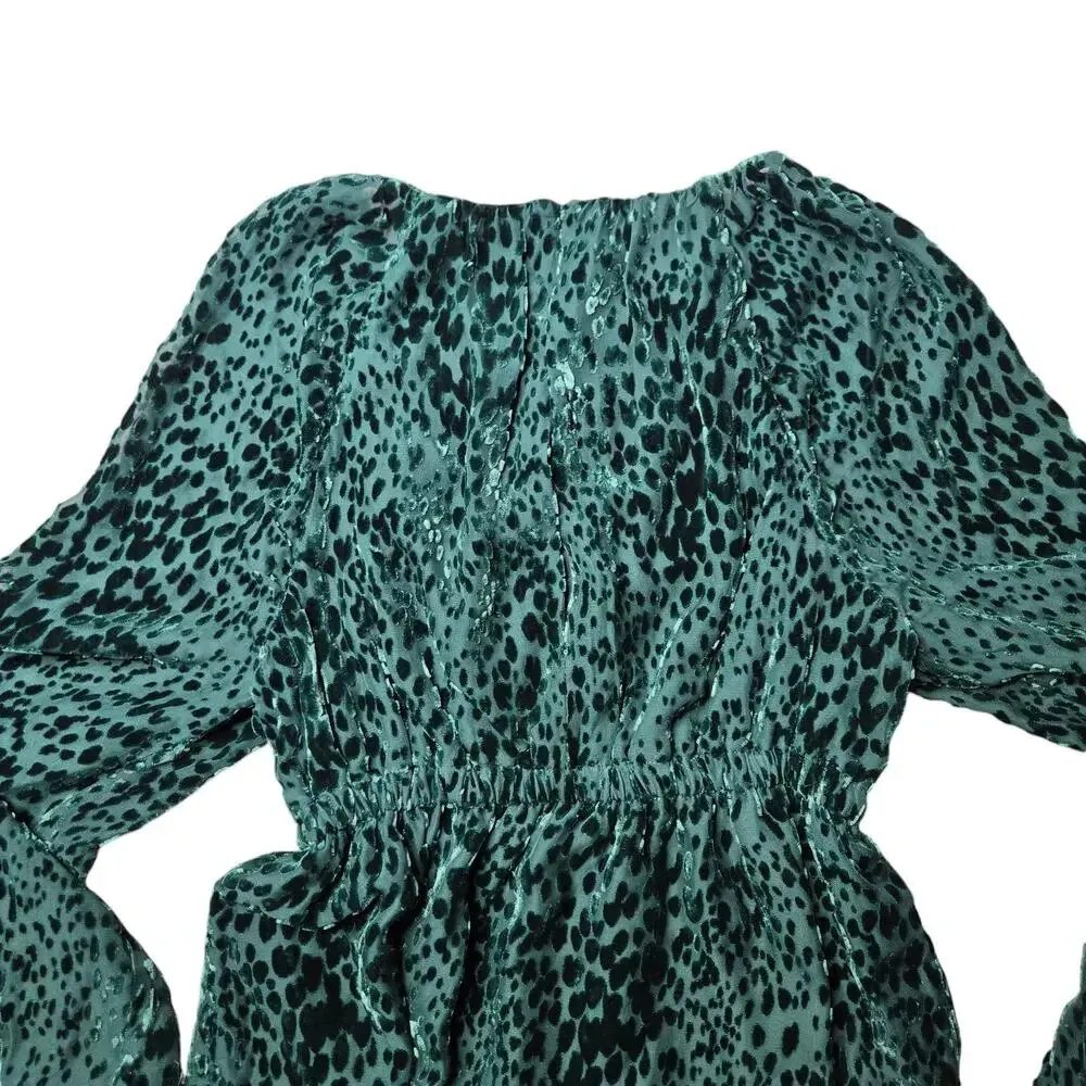A.L.C. Green Burnout Leopard Print Blouse - Image 3