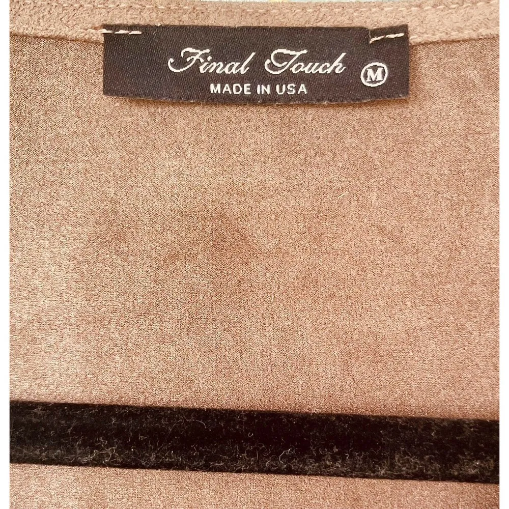 Faux Suede Brown Long Sleeved Dress SzMED Final Touch Lightweight Comfort - Image 5