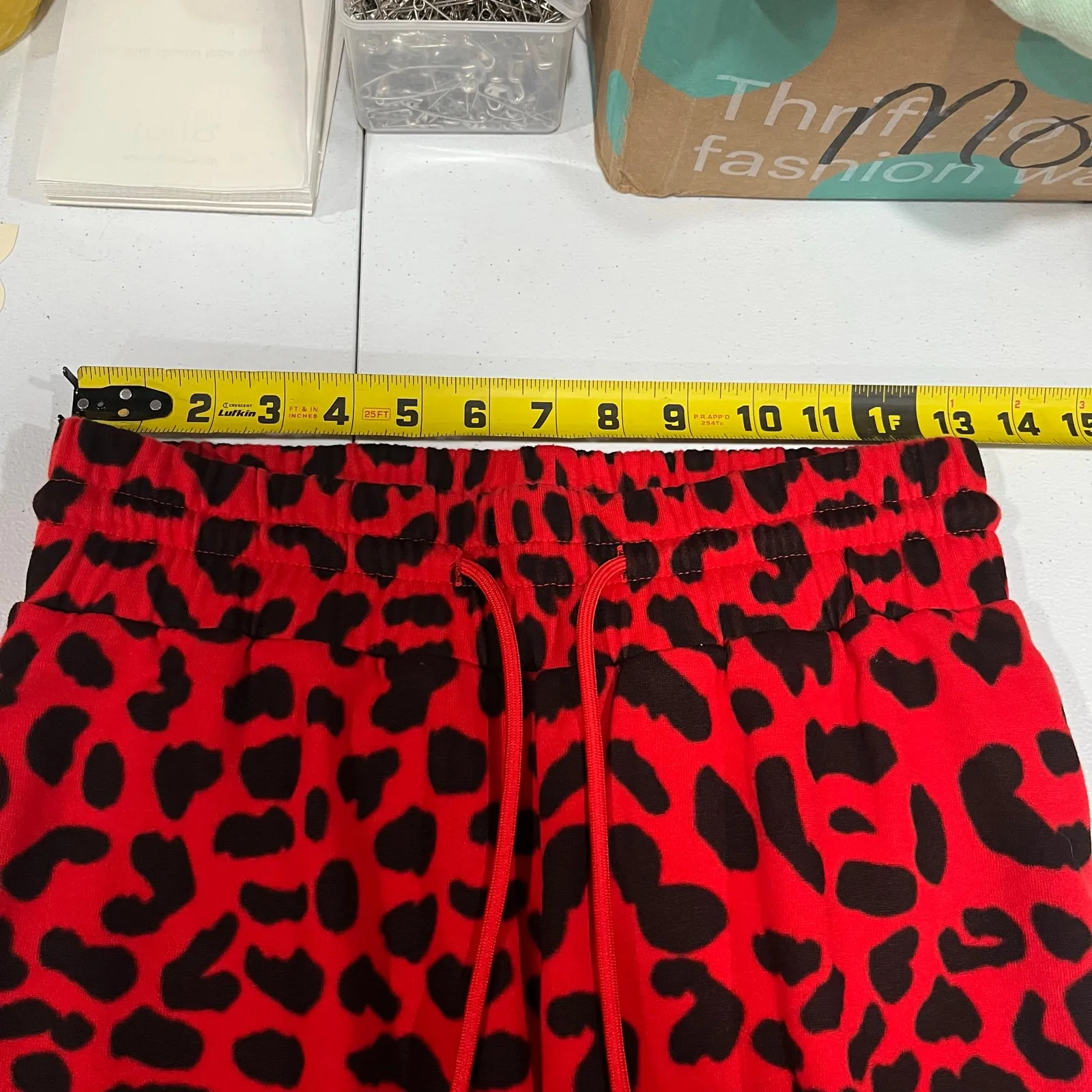 BetterMe Red Leo Pilates Lounge Set Wide Leg Tummy Control Pants Flow Top XS - Image 12