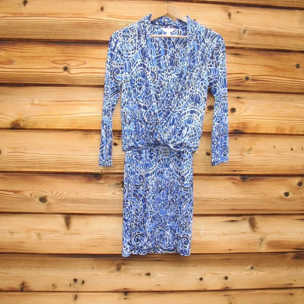 Lily Pulitzer Blue Felizia Silk Faux Wrap Dress Tavern Tile - Image 3