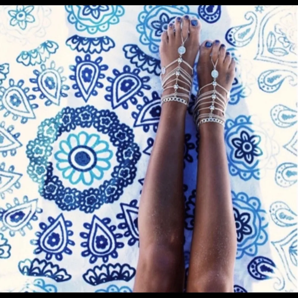 Bohemian Layered SILVER Metal Tassel foot jewelry - Image 3