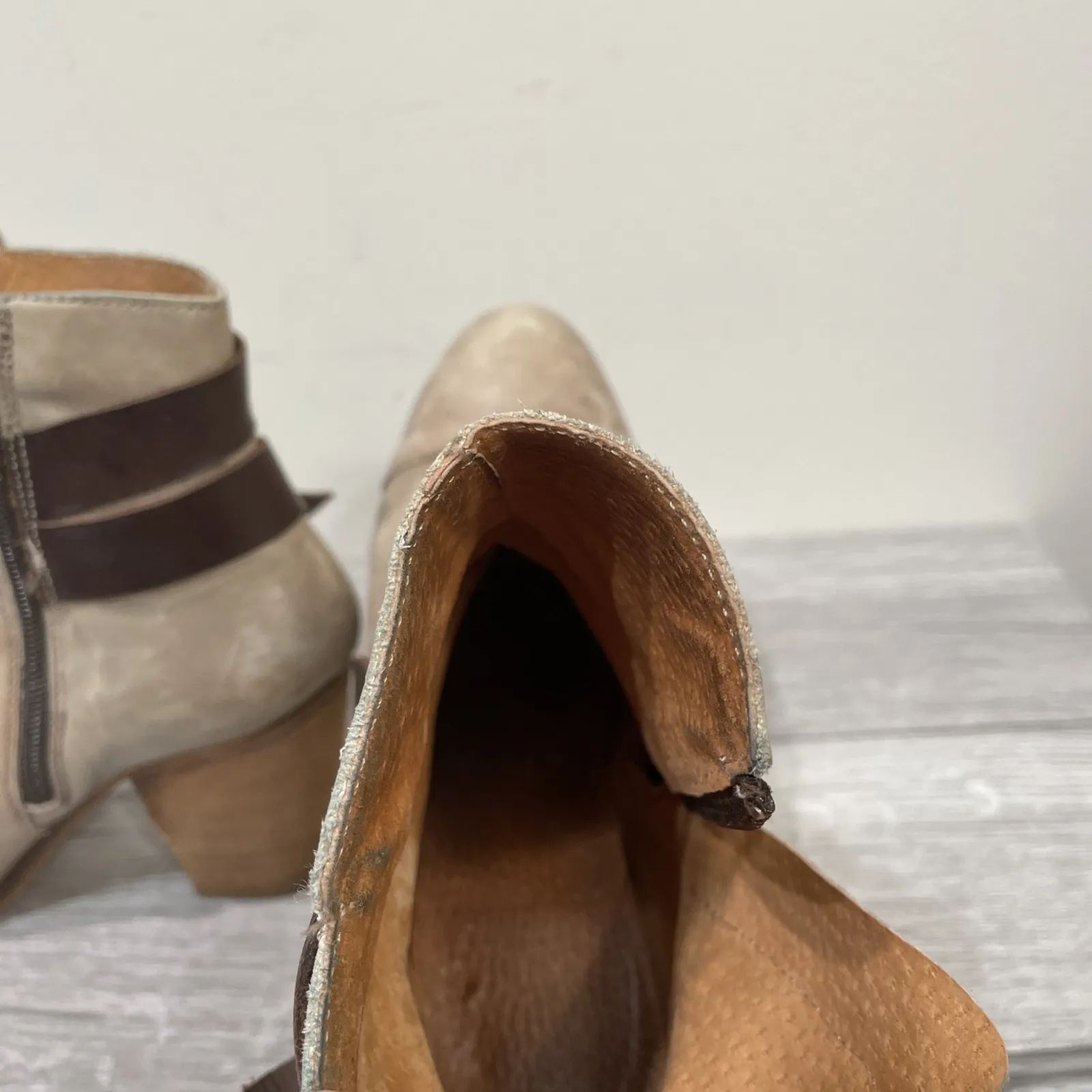 Rag & Bone Harrow Tan Distressed Leather Boot Women's EU 36 US 6 Stacked Heel - Image 7