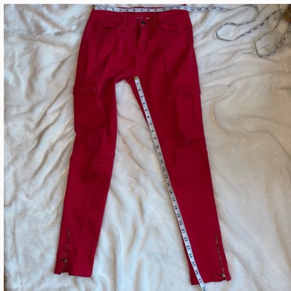 BONGO Red Skinny Pants womens size 7‎ with Ankle Zippers size pocket casual - Image 7
