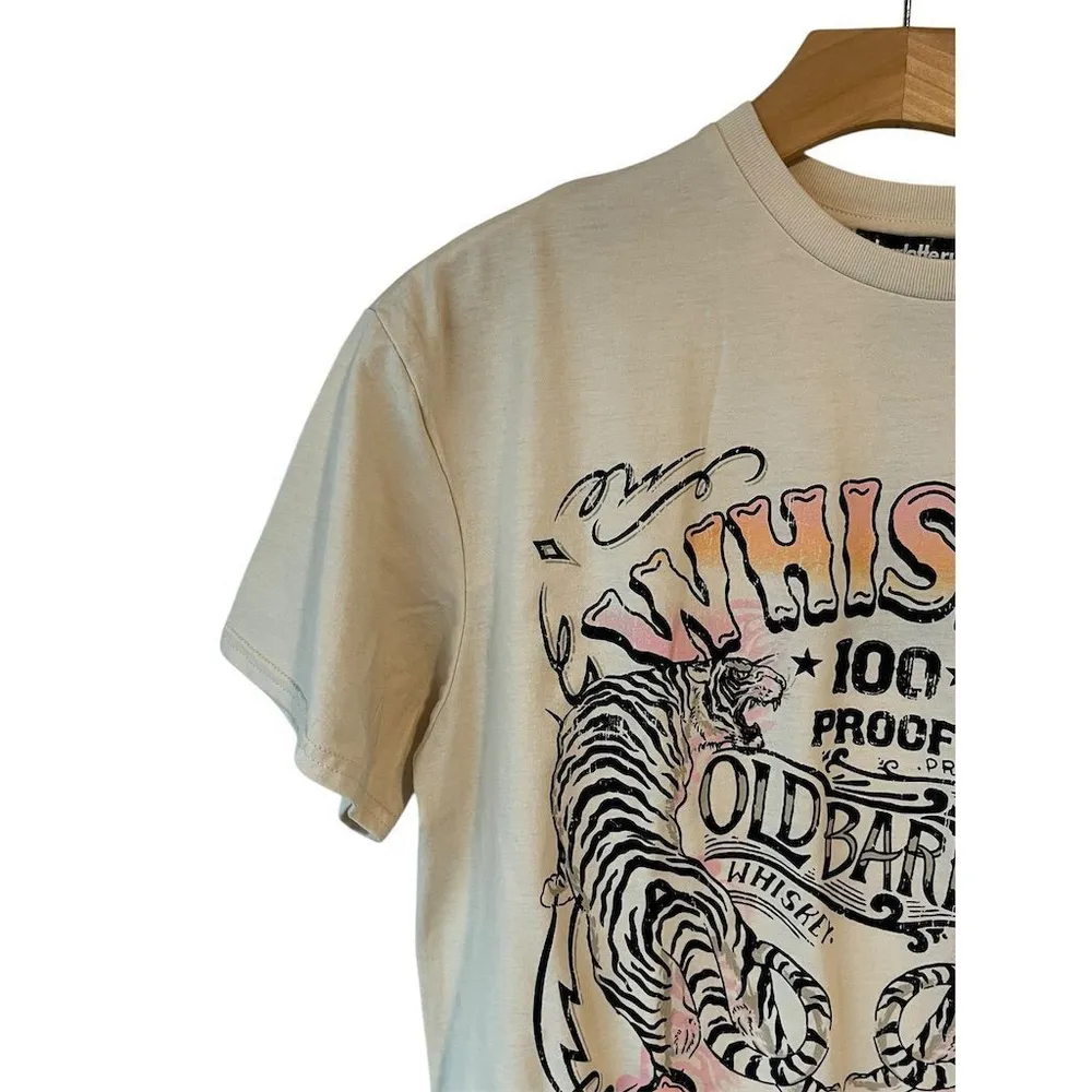 Charlotte Russe T-Shirt Women's S Beige Whiskey Graphic Tee Short Sleeve NEW - Image 2